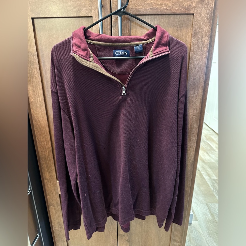 Men’s burgundy quarter zip by Chaps